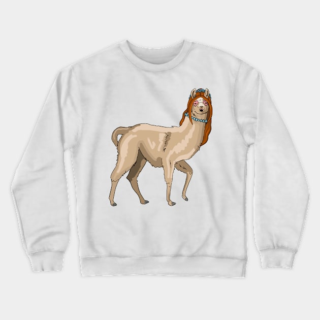 Llama Del Rey Crewneck Sweatshirt by RachWillz